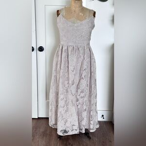 Joie Floral Lace Maxi Dress Sleeveless Elegant Party Dress sheer jacquard xl